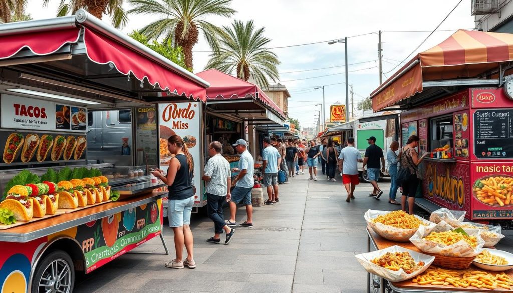 Diverse cuisine from food trucks