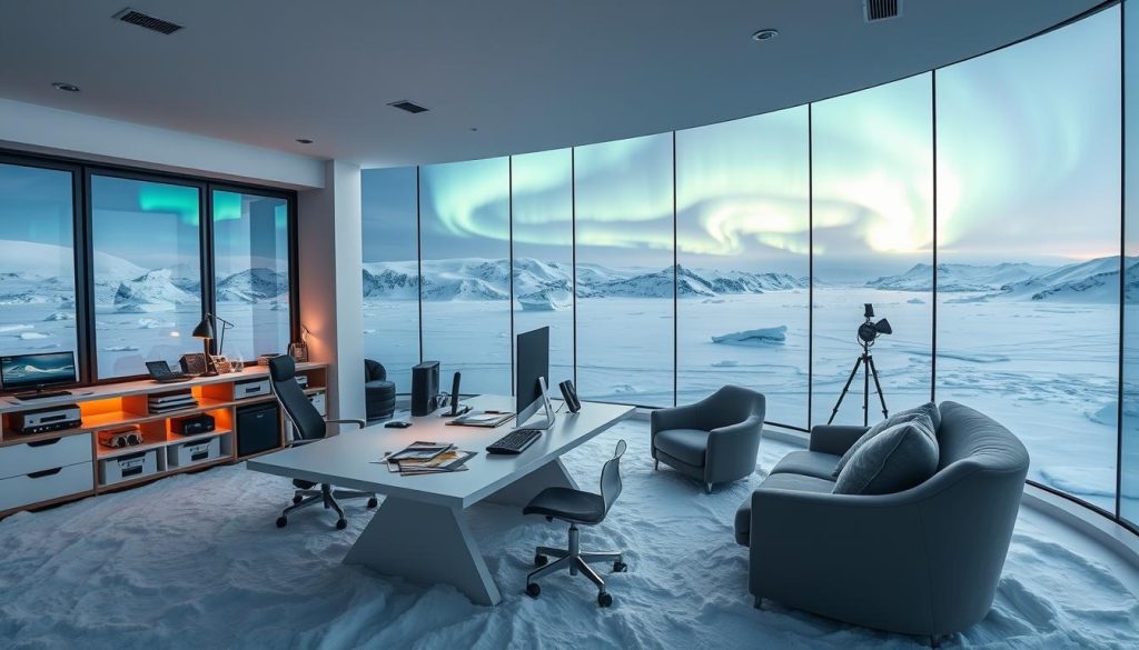 office setup in Antarctica