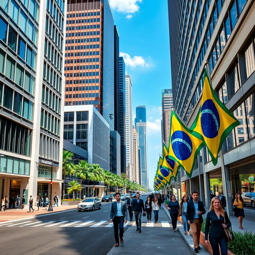 Brazilian business district with modern office buildings
