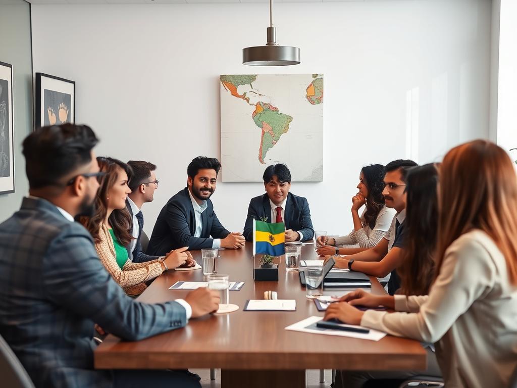 Business meeting between international and South American entrepreneurs
