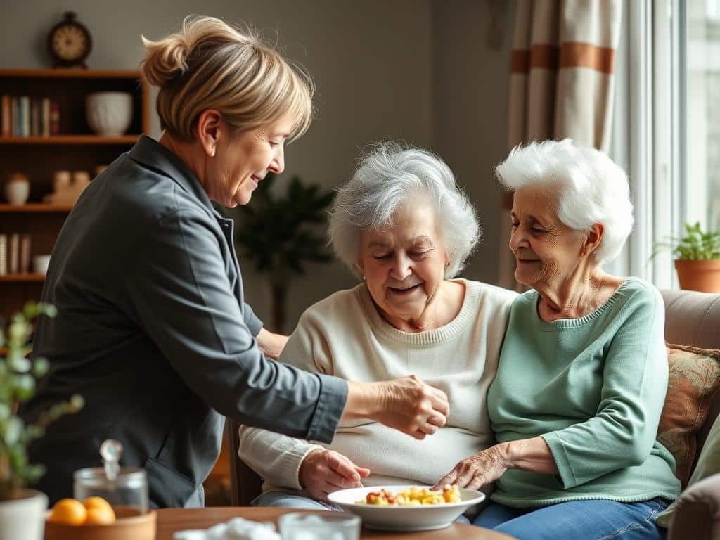 Caregiver assisting elderly person at home for business ideas in Australia