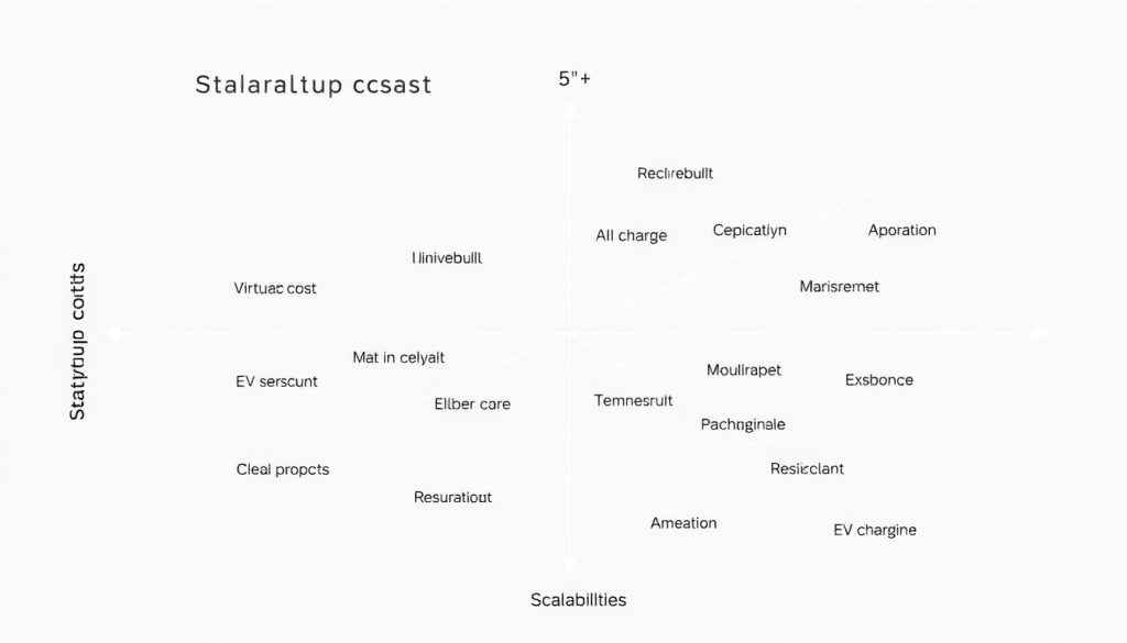 Comparison chart of business ideas showing startup costs versus scalability potential