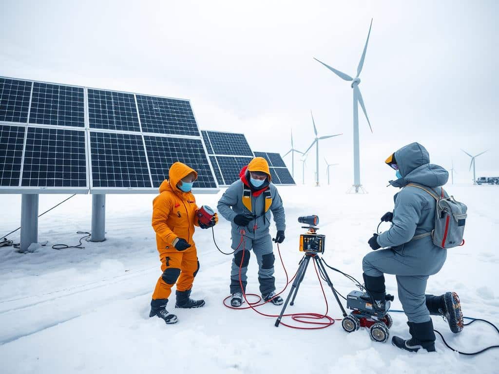 Engineers testing cold-weather technology in Antarctic conditions, demonstrating tech testing business ideas in Antarctica