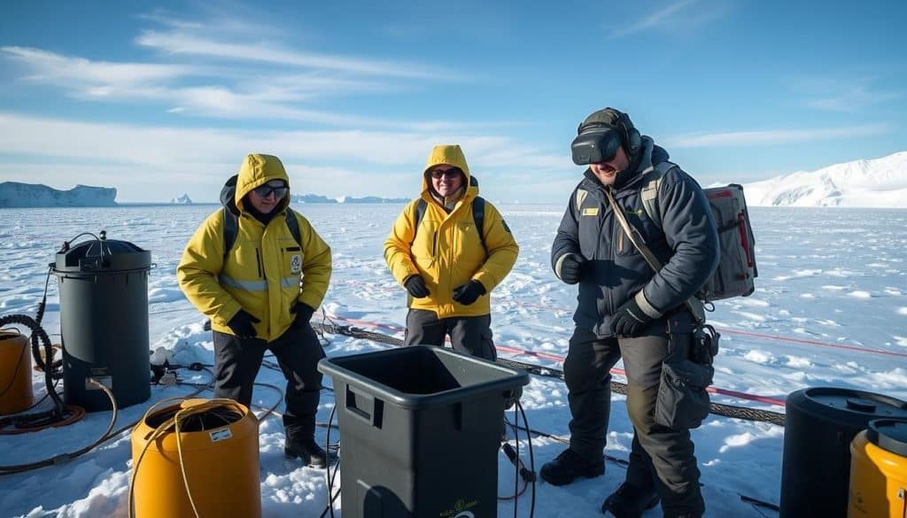 Environmental protection measures being implemented at an Antarctic research station, highlighting challenges for business ideas in Antarctica