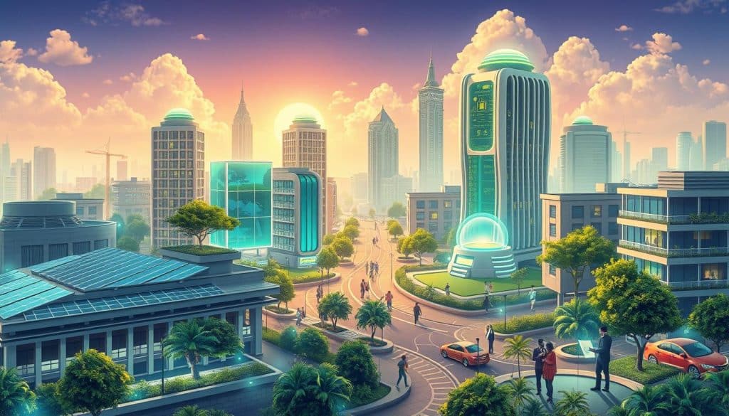 Futuristic African smart city concept with technology integration