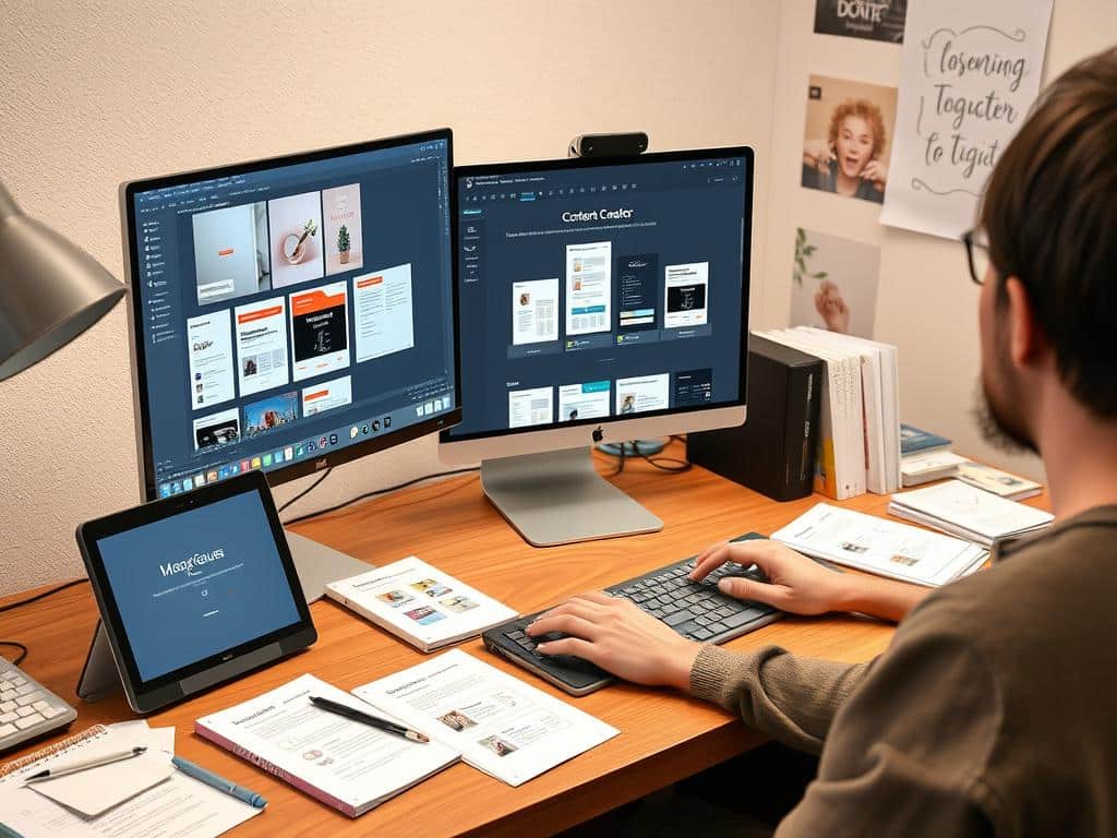 Person creating content for a digital product business