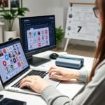 Person creating digital content for social media management services