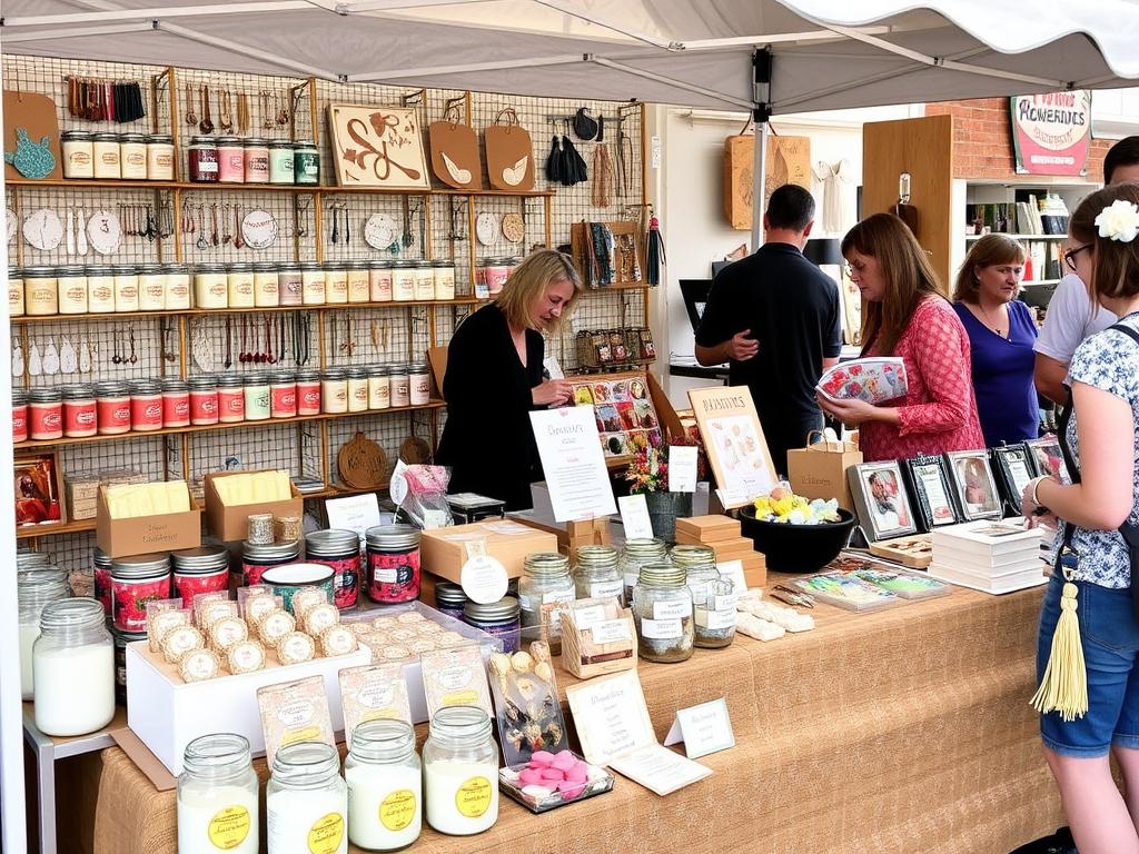 Person selling handcrafted items at a local market