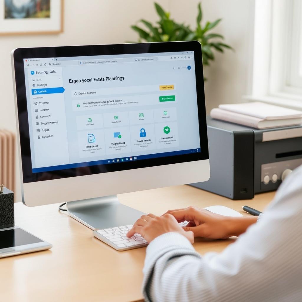 Person using digital estate planning service on computer