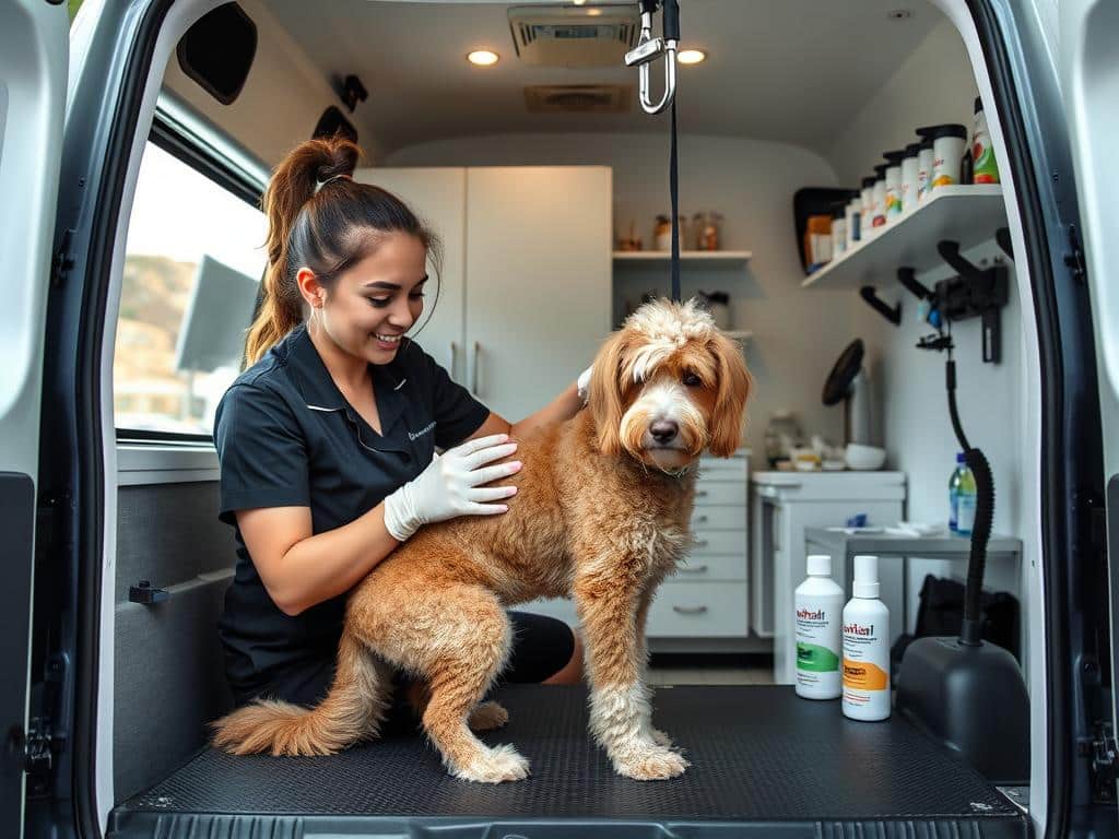 Professional pet groomer working with dog for business ideas in Australia