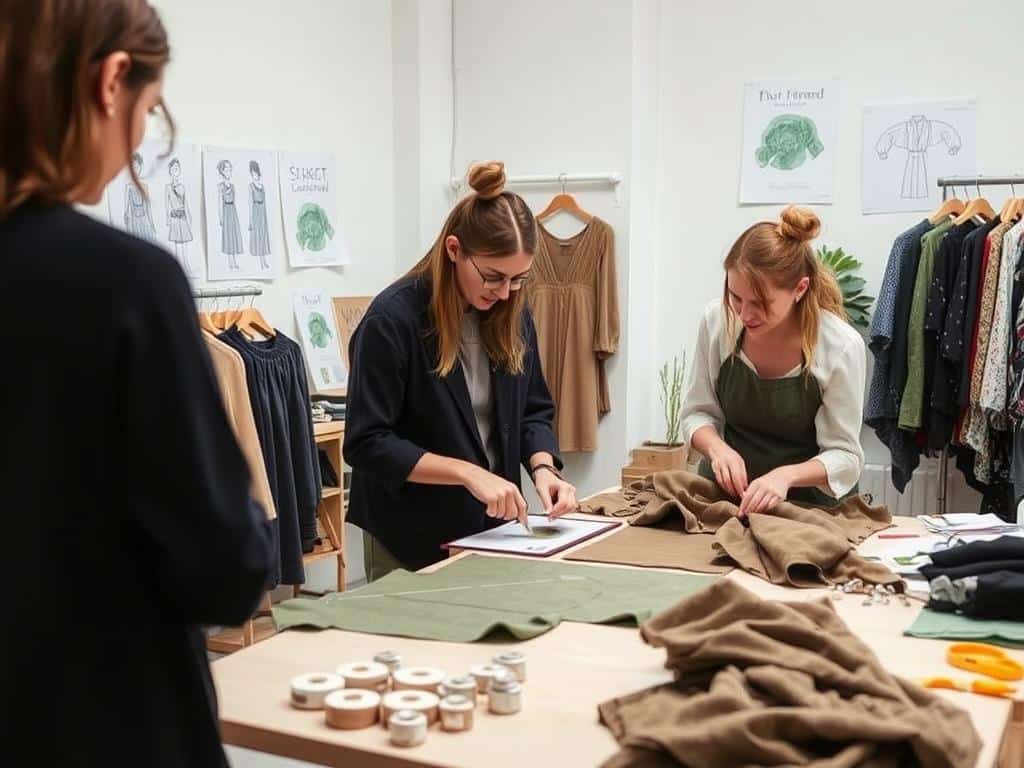 Sustainable fashion designer working with eco-friendly fabrics for business ideas in Australia