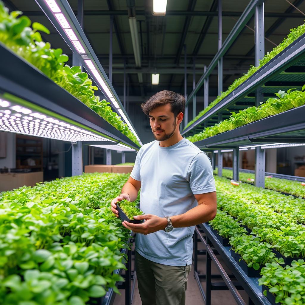 Urban microgreens farm with vertical growing systems